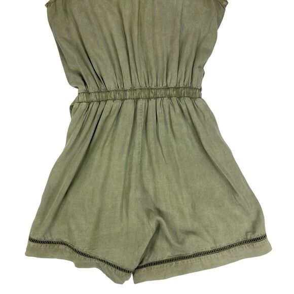 Anthropologie Cloth & Stone Romper Womens S Green Burlingame Wrap Beachy Jumper - Picture 8 of 16